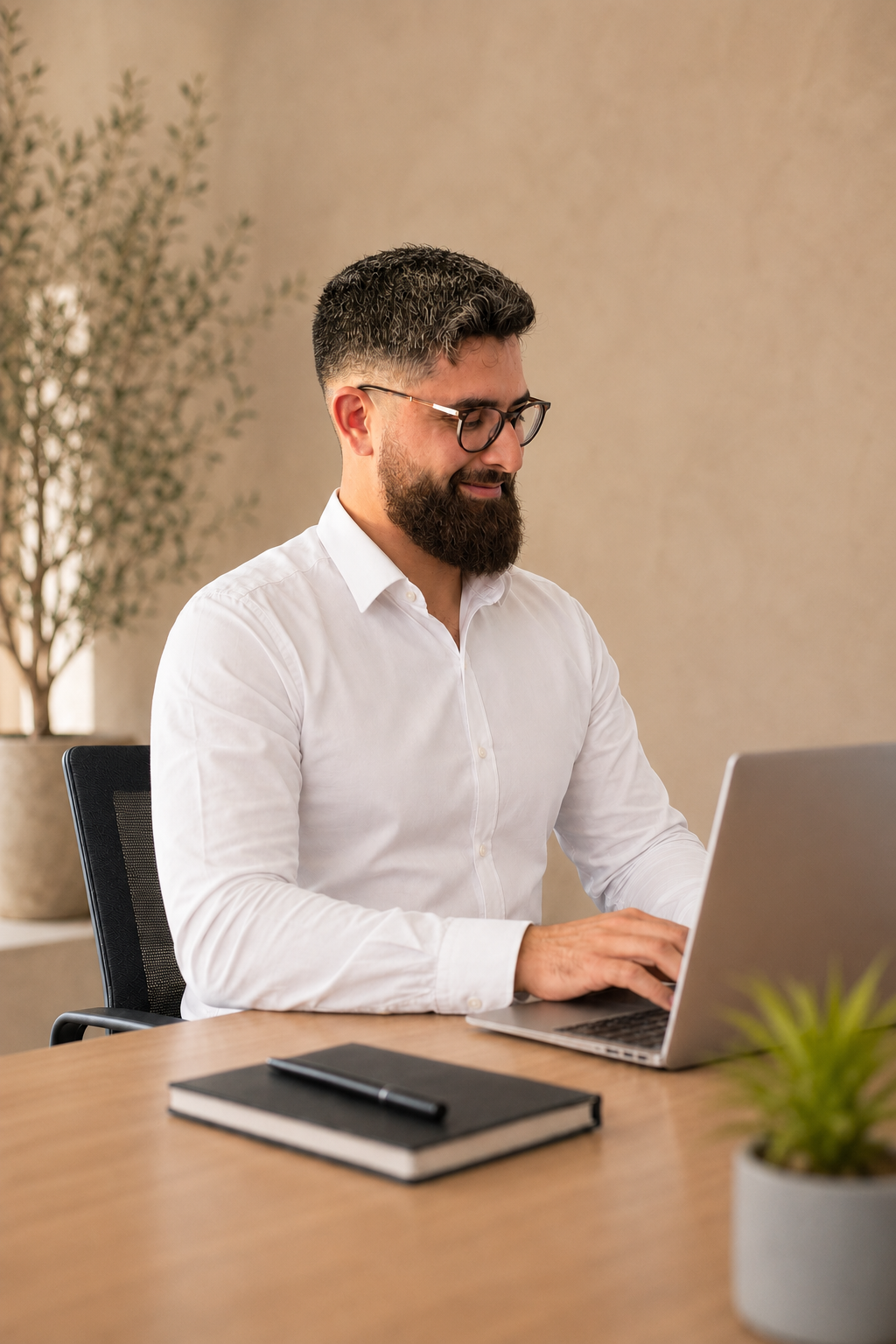 Ismail Cimendag working at his laptop